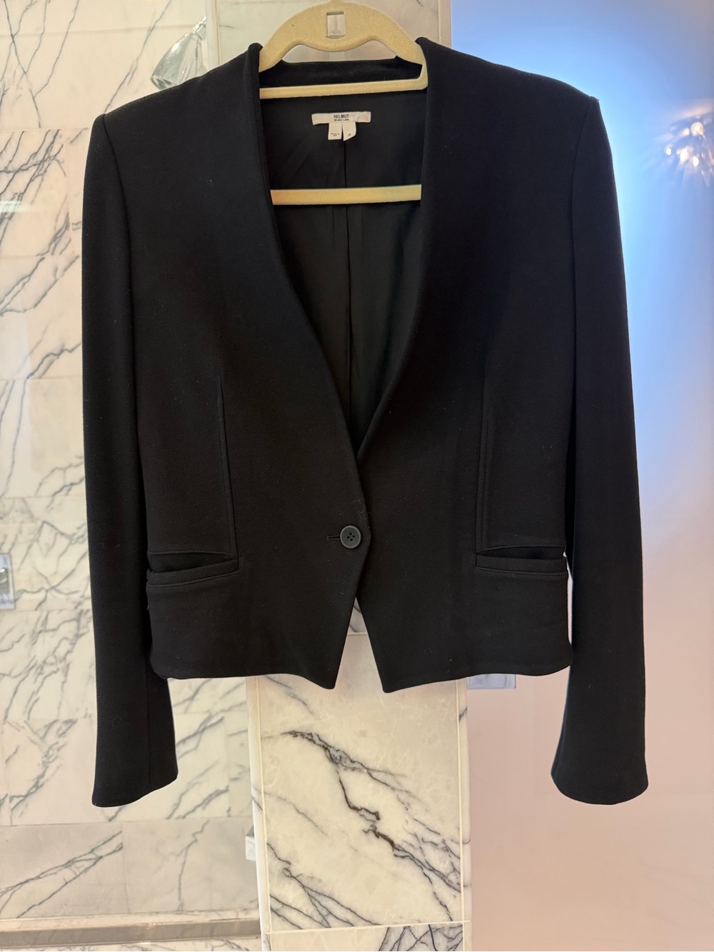 Helmut Lang Black Cropped Single-Button Blazer